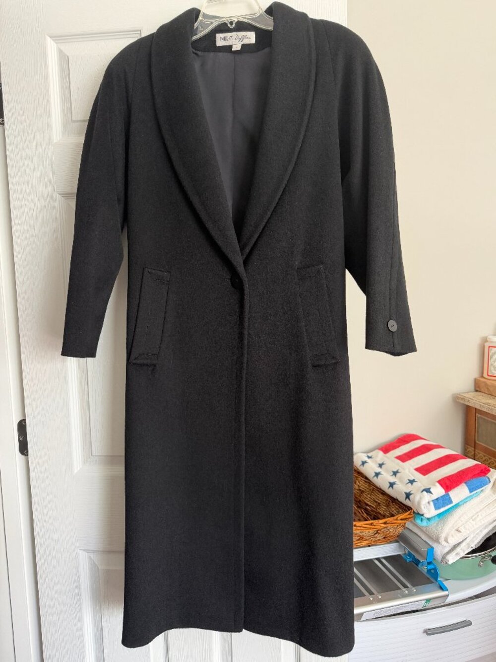 Vintage Paul et Duffier Size 4 Wool Black Trench Coat